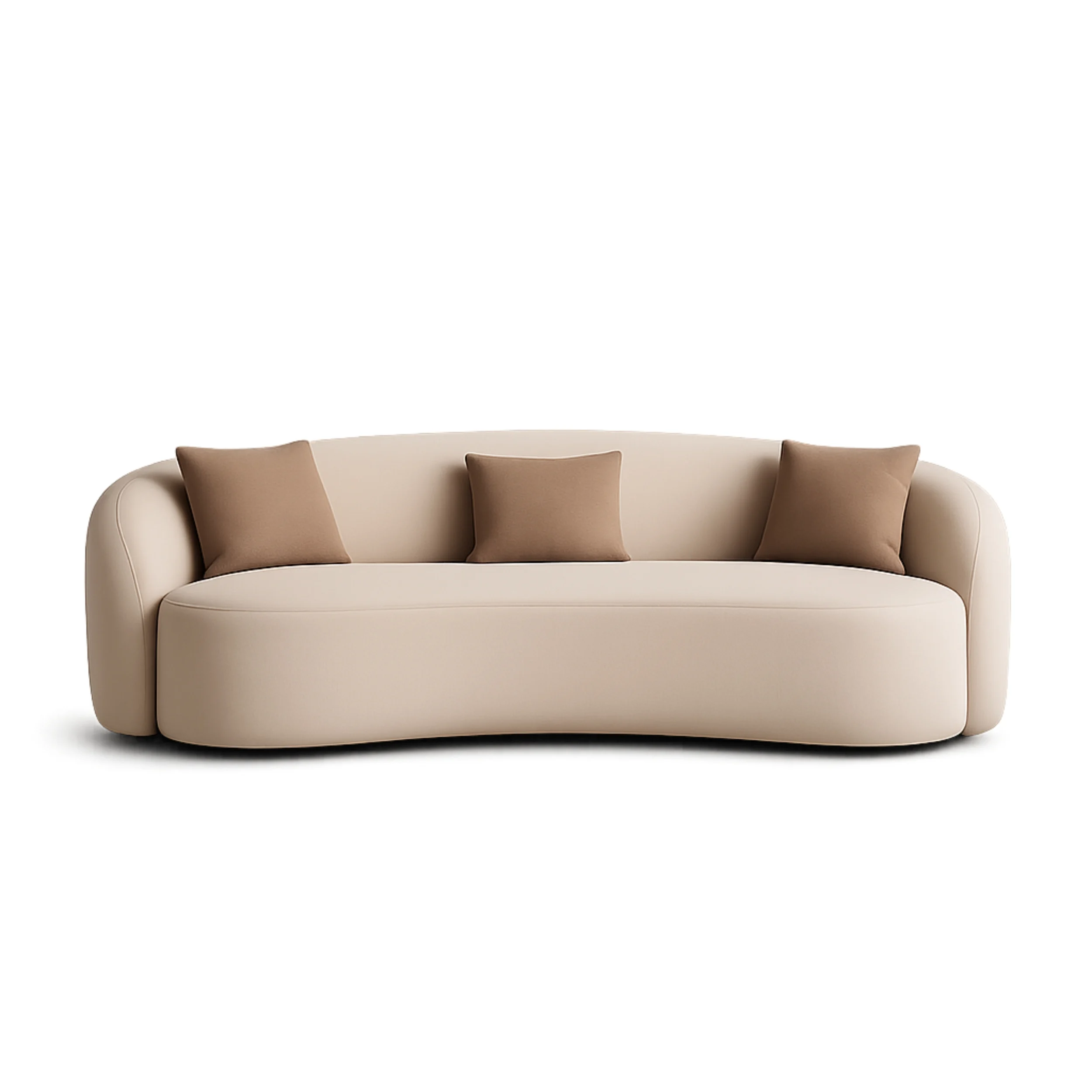 Luxury Curved Fabric Sofa Dubai (3) Luxury Curved Fabric Sofa Dubai in premium beige upholstery by Ansary Furniture
