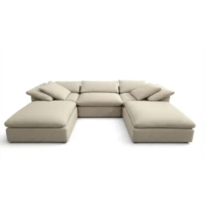 Premium Feather Linen Fabric Sofa Dubai UAE luxury U-shape sectional sofa for modern living room