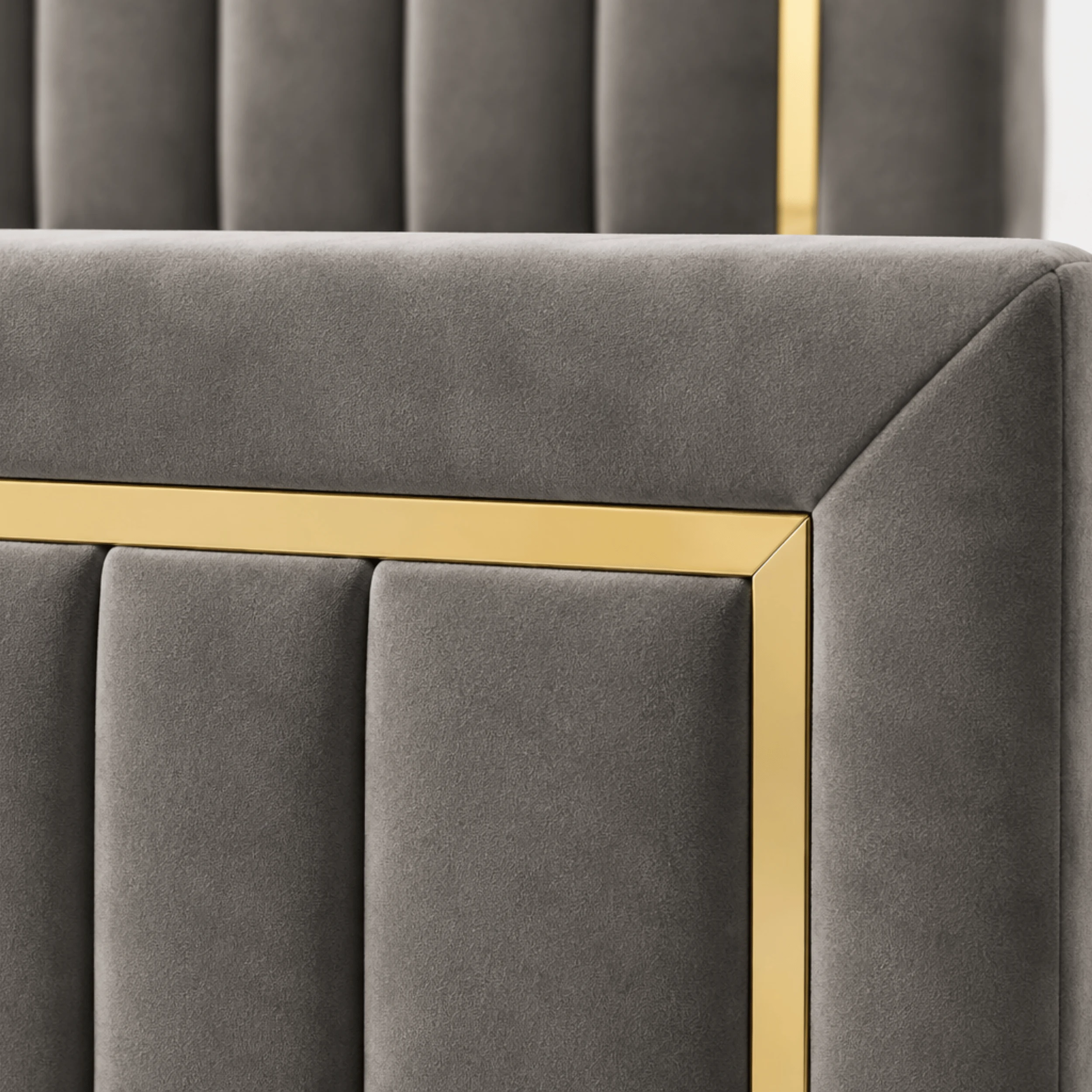 Premium Milano Gold Frame Velvet Bed by Ansary Furniture designed for luxury homes, villas, and apartments in the UAE