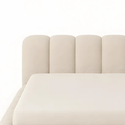 Modern Bed in Dubai upholstered with premium texture bouclé fabric by Ansary Furniture