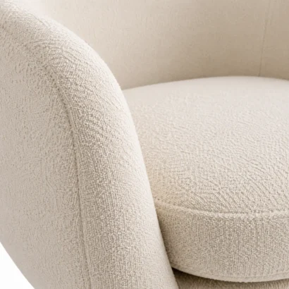 Modern Cream Chunky Bouclé Fabric Accent Chair for living room interiors available at Ansary Furniture Dubai UAE