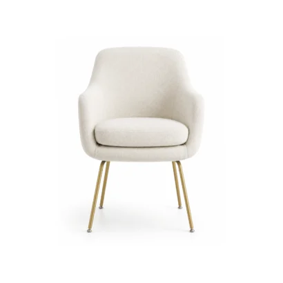 Cream Chunky Bouclé Fabric Dining Chair Dubai UAE with premium textured upholstery by Ansary Furniture