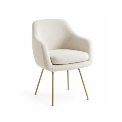 Front view of Cream Chunky Bouclé Fabric Chair