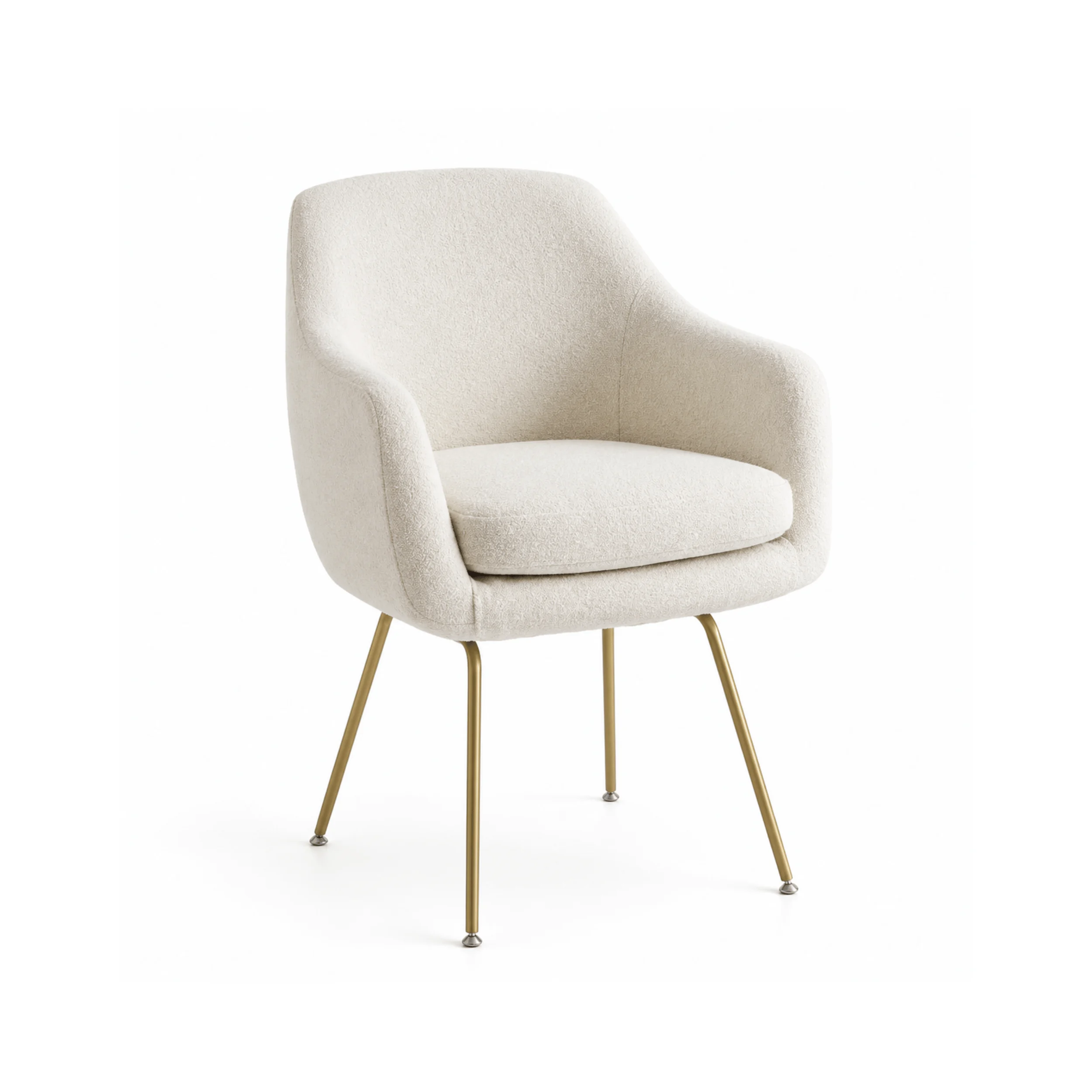Front view of Cream Chunky Bouclé Fabric Chair