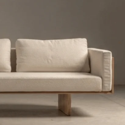 Premium wooden base sofa with soft fabric upholstery in UAE living room furniture collection