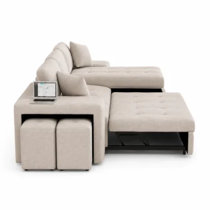 Premium Nova L-Shape sectional sofa bed with ottoman for stylish living rooms in Dubai.