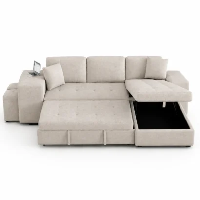 Nova L-Shape Storage Sofa Bed Dubai with chaise and hidden storage for modern UAE homes.