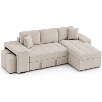 Hidden storage compartment inside the Nova L-Shape Storage Sofa Bed for space-saving living in Dubai.