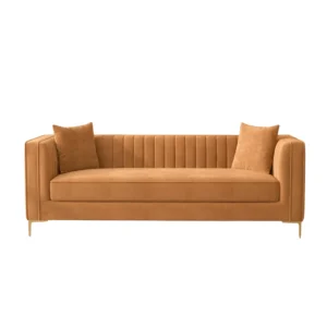 Orange Channel-Tufted Sofa