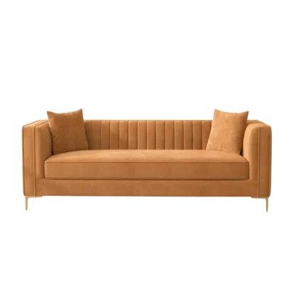 Orange Channel-Tufted Sofa