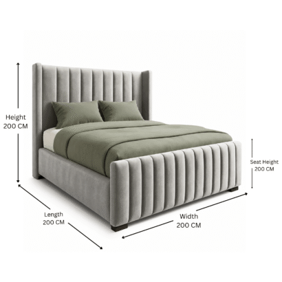 Luxury Verelle Wing Bed Dubai UAE handcrafted velvet bed featuring contemporary wingback design by Ansary Furniture