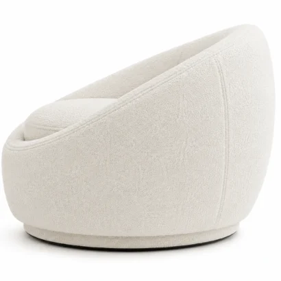 Side Profile of Lunette Premium 360° Swivel Bouclé Accent Chair