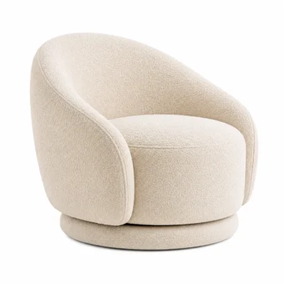 Alora Bouclé Accent Chair in cream fabric for modern homes in Dubai