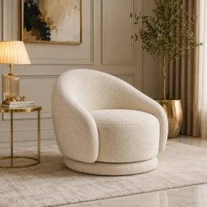 Alora Bouclé Accent Chair in luxury living room Dubai UAE