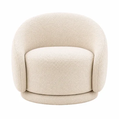 Alora Bouclé Accent Chair front view in cream boucle upholstery