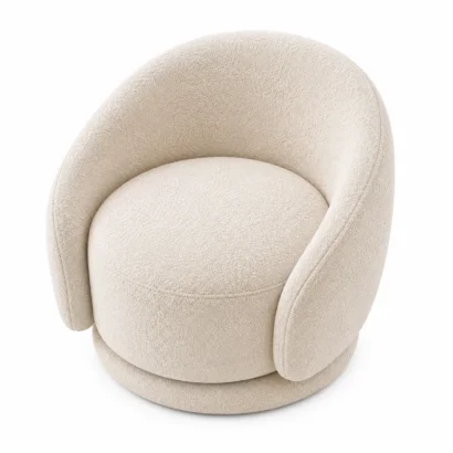 Alora Bouclé Accent Chair top angle view in cream boucle fabric