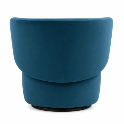 Aria Curve blue upholstered swivel chair back view