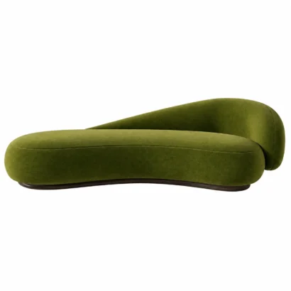 Bold Curve Chaise Velvet Sofa in Dubai with a sculptural curved design and premium velvet upholstery