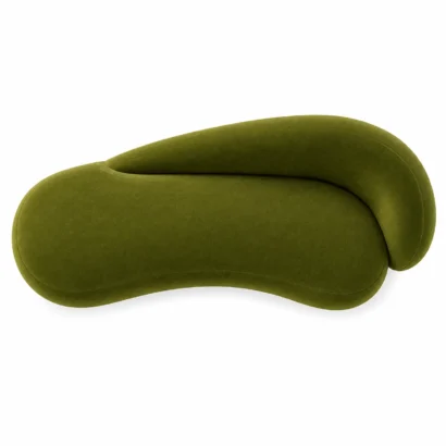 Bold Curve Chaise Velvet Sofa top view highlighting its sculptural shape and curved chaise design