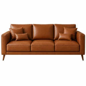 Crown Leather Sofa Dubai front view with plush leather cushions