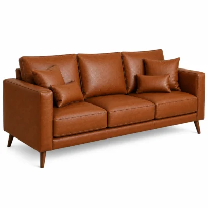 Crown Leather Sofa Dubai side view showcasing its modern armrest design