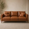 Crown Leather Sofa Dubai in warm brown leather with three-seat design