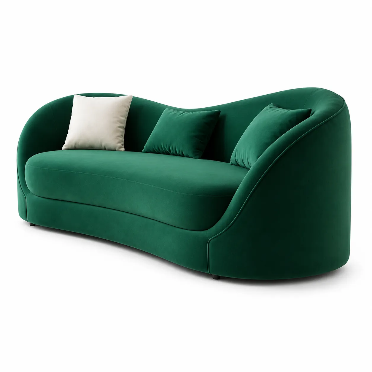 Curved cloud sofa 45 degree view in emerald green Dubai UAE
