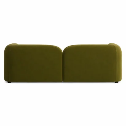 Elysian Velvet Sofa back view in olive green velvet