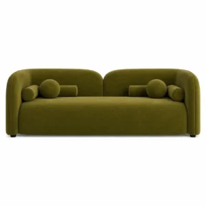 Elysian Velvet Sofa Dubai front view in olive green velvet
