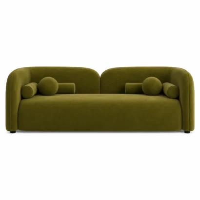 Elysian Velvet Sofa Dubai front view in olive green velvet