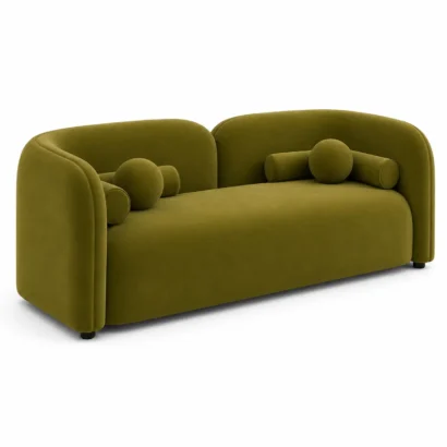 Elysian Velvet Sofa left angle view in olive green velvet