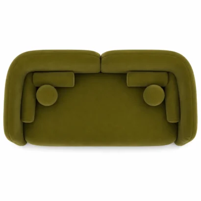 Elysian Velvet Sofa top view in olive green velvet