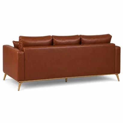 Luxury Chesterfield leather sofa Dubai back view with elegant brown leather finish