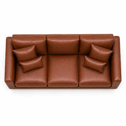 Luxury Chesterfield leather sofa Dubai top view with premium brown leather upholstery