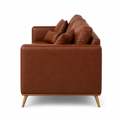 Luxury Chesterfield leather sofa Dubai with premium brown leather finish and elegant design