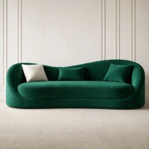 Luxury curved sofa in deep emerald green by Ansary Furniture Dubai UAE