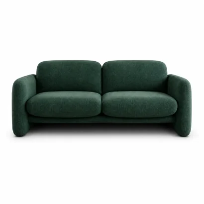Martex Bold fabric sofa front view in dark green upholstery, modern sofa UAE
