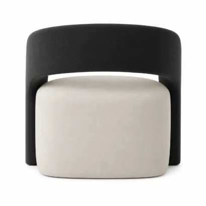Back view of Orbit Accent Chair with curved upholstered backrest in Dubai