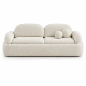 Puffed boucle sofa in luxury ivory upholstery for UAE homes