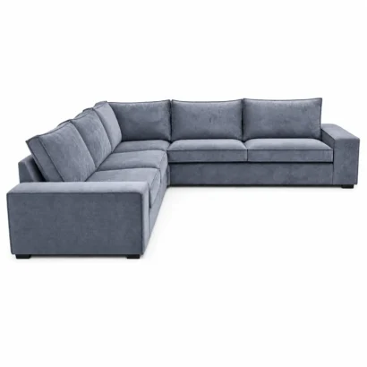 Serenity L-Shape Sofa in blue grey fabric for a modern living room in Dubai UAE