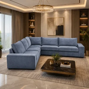 Serenity blue grey L-shape sectional sofa by Ansary Furniture