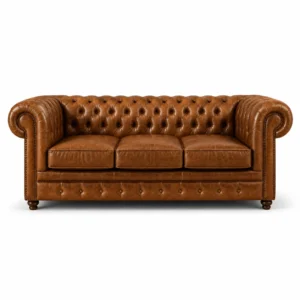 Signature leather sofa in rich brown leather, luxury sofa Dubai