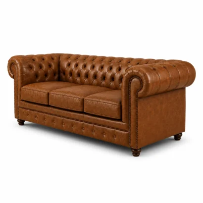 Signature leather sofa right side view in premium brown leather, Dubai