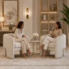 Trio Base Chair with cream textured upholstery for modern interiors in Dubai UAE