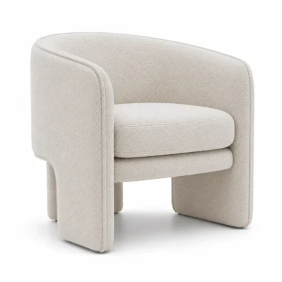 Modern Trio Base Chair in cream textured fabric viewed from the front angle