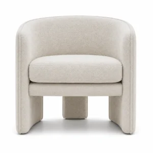 Trio Base Chair front view with cushioned cream upholstered seat