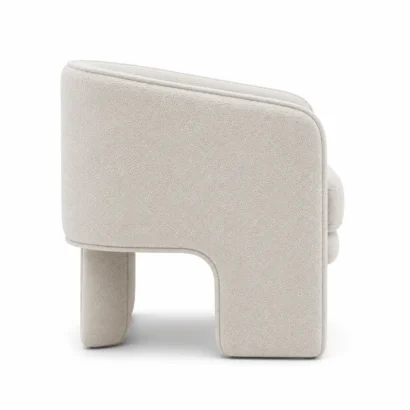 Trio Base Chair side view with rounded back and integrated upholstered base
