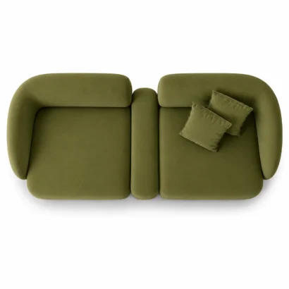Top view of Verde Curved Upholstered Sofa showcasing its modular curved seating design