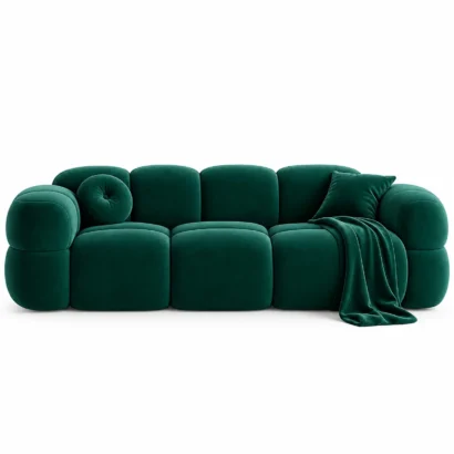 Deep green luxury cloud sofa with plush rounded cushions