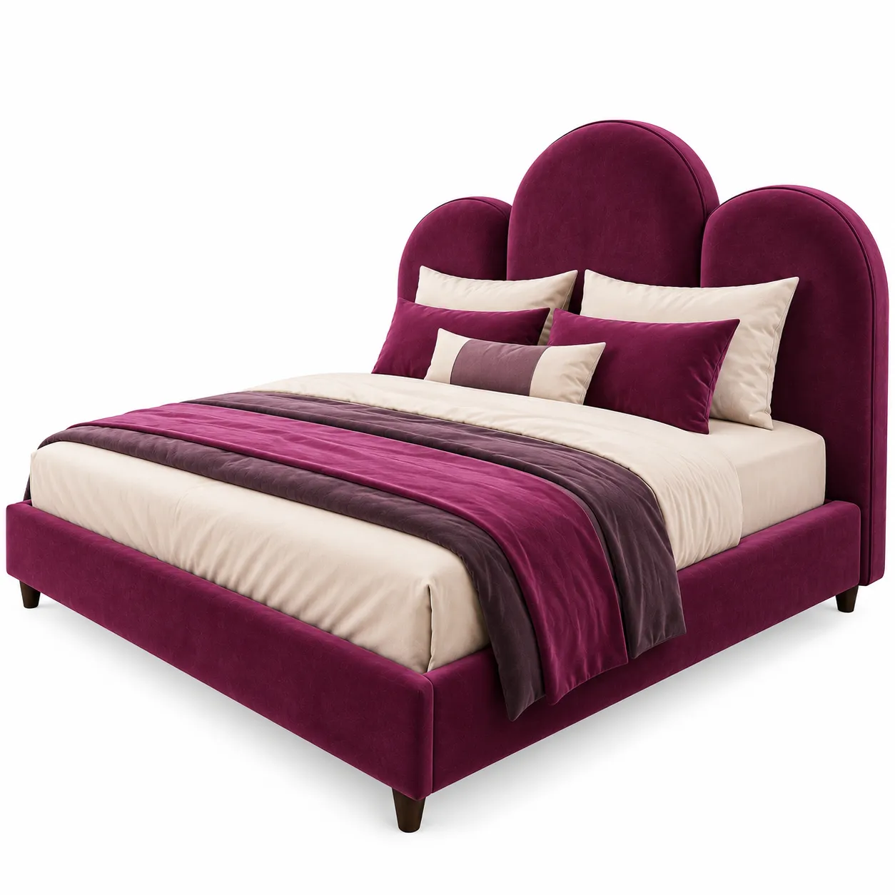 Luxury burgundy velvet bed for bedrooms in the UAE